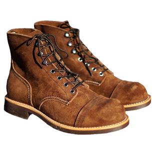 翻毛皮头层牛皮固特异缝制手工8111伞兵靴男机车马丁靴短靴子百搭