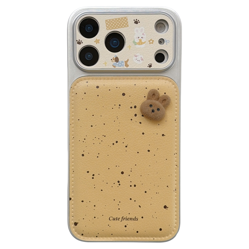 jze黄泼墨波点可爱立体小兔ins韩系适用苹果17ProMax手机壳iphone15新款16pro大视窗17pro女14全包防摔手机套