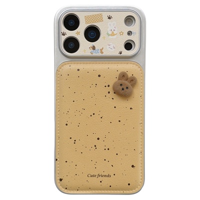 jze黄泼墨波点可爱立体小兔ins韩系适用苹果17ProMax手机壳iphone15新款16pro大视窗17pro女14全包防摔手机套