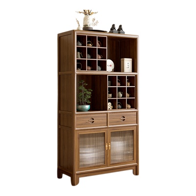 新中式榆木博古架茶具展示柜储物柜多宝阁置物架小摆件柜茶边柜