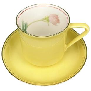 香兰社咖啡杯日本进口黄釉陶瓷五色玫瑰咖啡杯碟套装礼盒装正品