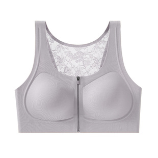 婷美前拉链运动内衣女防震胸大聚拢视觉显小背心式无钢圈塑型文胸