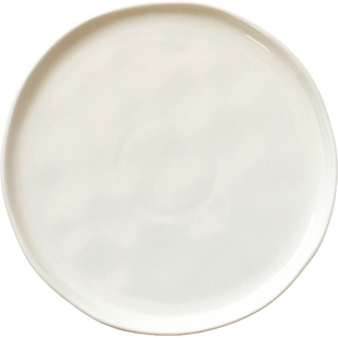 简约素白瓷土原色盘子8英寸手捏肌理不规则菜盘ins风极简高级感盘