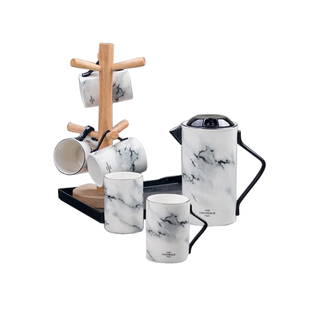 大理石纹客厅水杯凉水壶简约北欧茶具套家用茶壶耐用高温可装开水