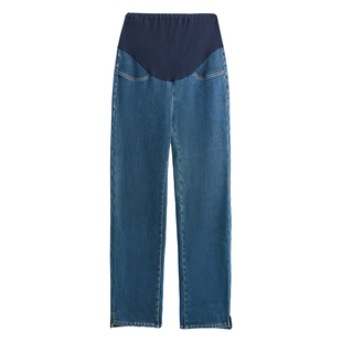 快乐屋孕妇牛仔裤猞猁绒加厚直筒裤2026新款冬装外穿孕妇裤子加绒