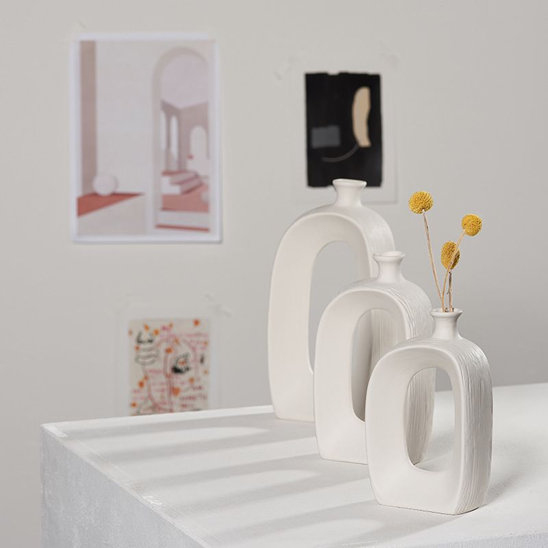 ins现代白色陶瓷干花花瓶水小客厅培插花家居摆件清新欧式装饰