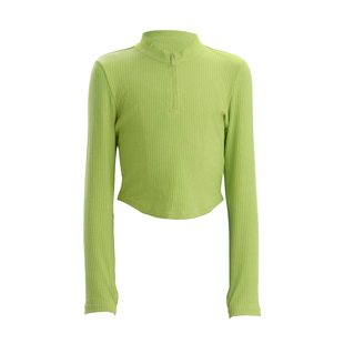 儿童舞蹈服秋冬立领拉链上衣女童长袖练功服套装显瘦绿色芭蕾舞服