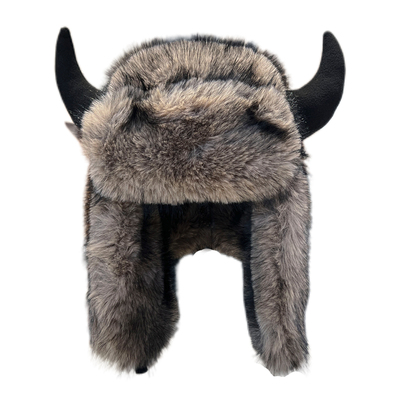 仿貂毛牛角雷锋帽冬季加绒加厚