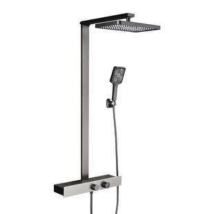 德希顿6092淋浴花洒套装增压铜飞雨极简肩喷喷枪白色枪灰洗澡花伞