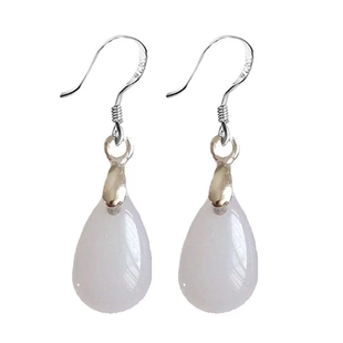 中国风耳环水滴琉璃仿玉石吊坠耳饰防过敏耳坠时尚简约小饰