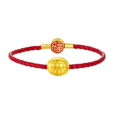 周大福财字龟壳富甲足金转运珠