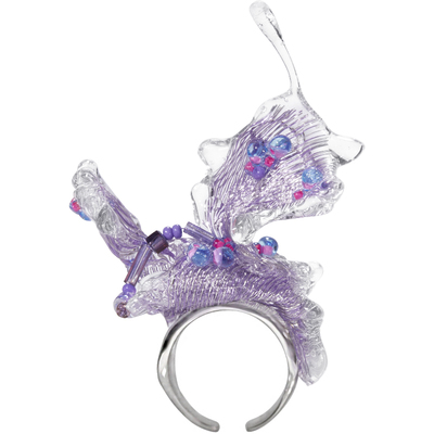 紫色小众原创设计款抽象花朵戒指