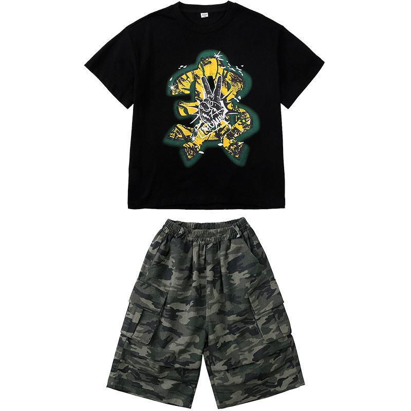 儿童嘻哈架子鼓街舞hiphop演出服