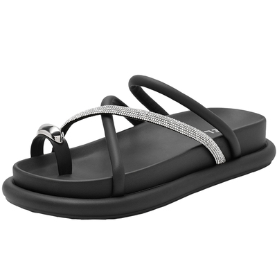 百丽夹趾平底拖鞋女鞋子