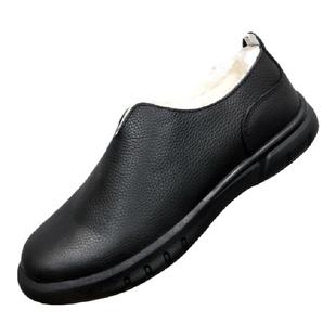 纯羊毛真皮老人爸爸男断码皮棉鞋头层牛皮加厚冬季保暖皮鞋懒人鞋