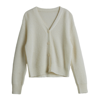 2025秋季新品毛衣开衫休闲百搭纯色针织开衫V领上衣羊毛简约时尚