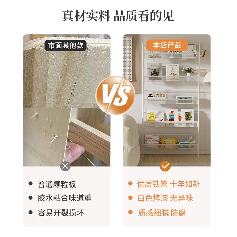 门后置物架家用极窄收纳地免儿童收纳门书柜柜绘式背本超薄打孔置