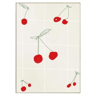 ins儿童房可爱装饰画天蓝色云朵简约樱桃水果挂画书桌小清新摆台