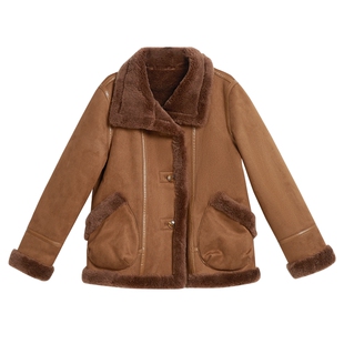 YINER音儿专选2025春季新款法式正反两面穿环保羊毛皮草短外套