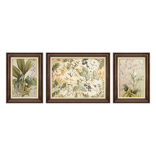 客厅装饰画美式沙发背景墙挂画2025新款餐厅三联油画法式复古壁画