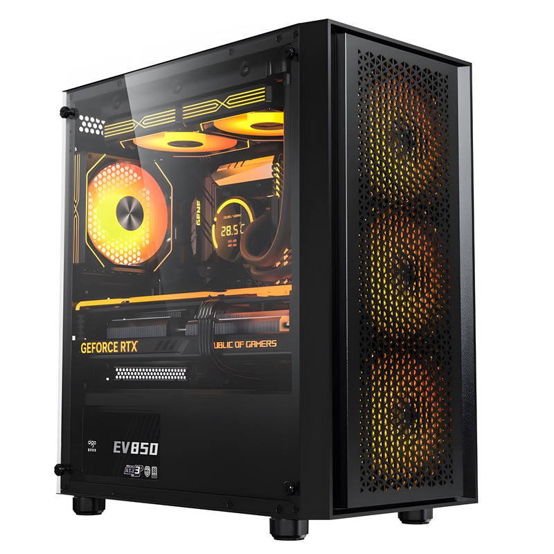 爱国者(Aigo)V18电脑台式主机箱MATX机箱亚克力多网孔强散热V15