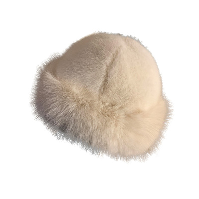 毛茸茸白色毛绒渔夫帽女2025年冬