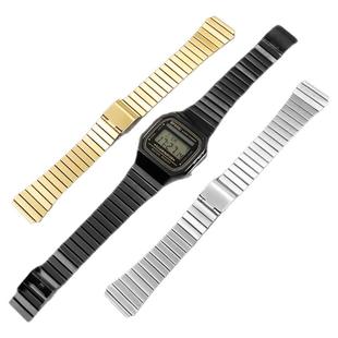 适配卡西欧小方块LA670 A159W A158WA A168 f91w小方块精钢手表带