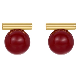 JAY圆满系列红色玛瑙耳钉精致小巧耳环过年喜庆耳饰元旦新年礼物