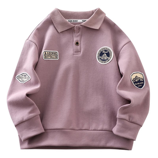 男童卫衣2026春秋新款儿童潮流时尚翻领polo衫中大童春装运动上衣