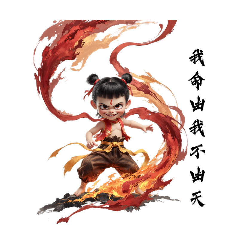 哪吒墙贴儿童卧室卡通动漫装饰防水自粘贴纸国潮风个性遮瑕可移除