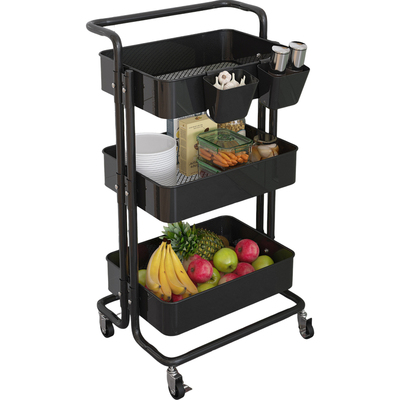 升级多层加厚碳钢小推车置物架