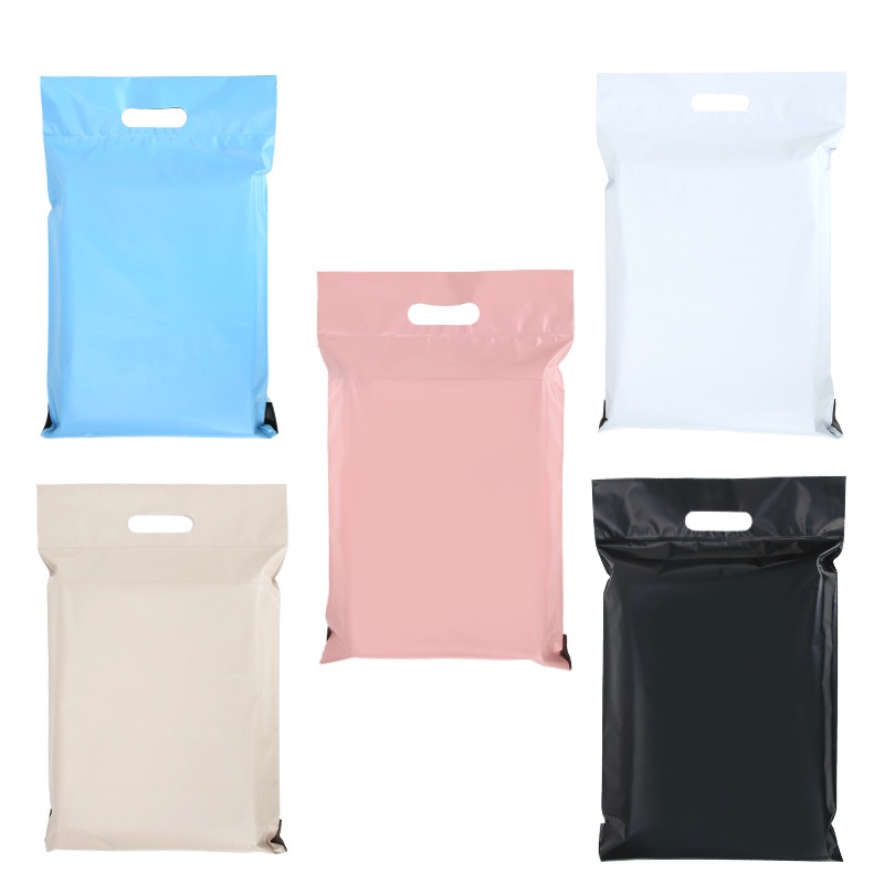 粉色pe手提快递袋小塑料袋加厚打快递彩色服装黑色包袋白色包装袋