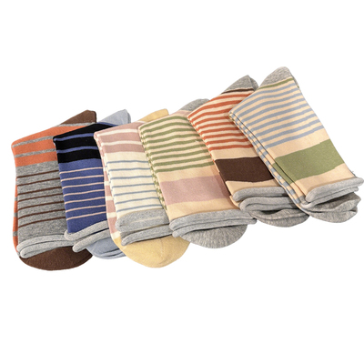 小清新撞色条纹中筒袜