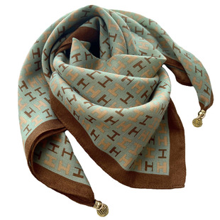 磁吸扣棉麻小方巾丝巾女多功能春秋百搭高级感护颈小领巾懒人围巾