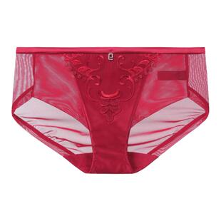 LizaCheng霓裳流光高阶刺绣内裤蕾丝网纱性感中腰三角裤女L200179