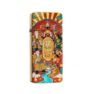 ZORRO佐罗超薄煤油打火机防风来财神暴富浮雕彩印黄铜高档送礼物