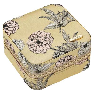 OOAK界格复古印花撞色艺术双层首饰盒便捷收纳包旅行便捷携带