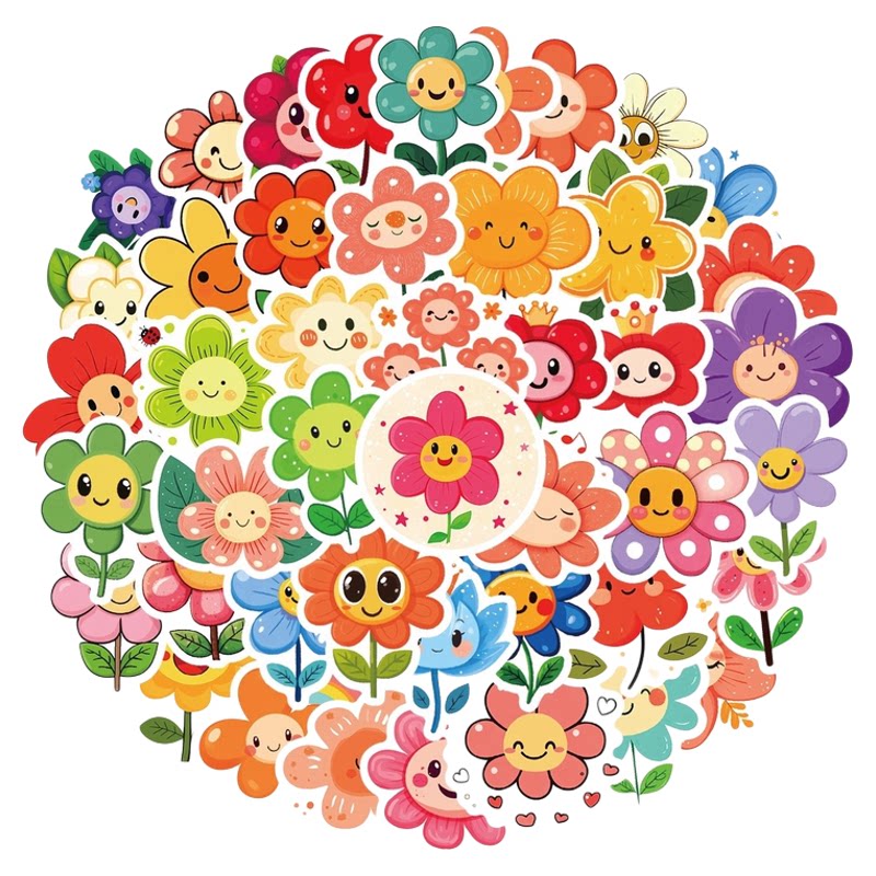 50张可爱fuafua小花花防水贴画
