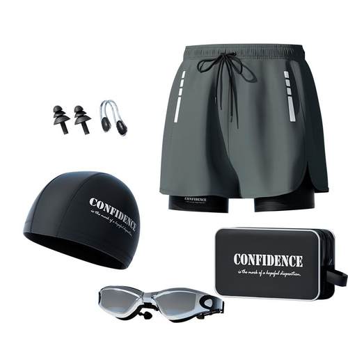 泳裤男士防尴尬2025新款平角大码游泳裤专业温泉泳衣游泳全套装备