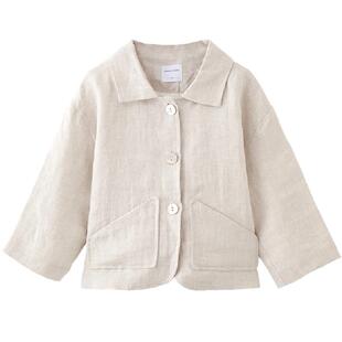 【清仓】enhenn童装儿童小西装春秋新款男童亚麻外套女童休闲衫