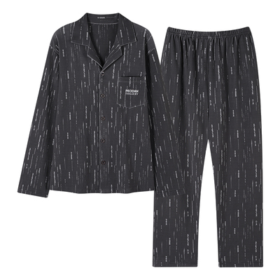 男士纯棉秋装青年加大码休闲睡衣