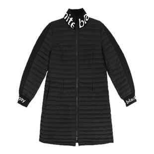 纳帕佳长款长袖羽绒服保暖外套秋季女式黑色个性休闲设计感上衣