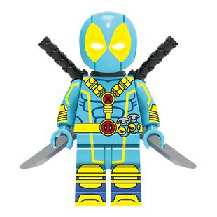 中国积木超级英雄第三方战警绿蓝黑红粉战服死侍拼插积木人仔玩具