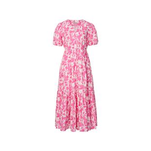 【明星同款】珂莱蒂尔2025夏新款茶歇印花V领连衣裙女长款飘逸裙