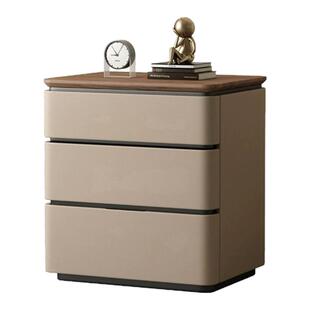 全实木轻奢免安装三抽床头柜家用意式极简卧室现代简约储物床边柜