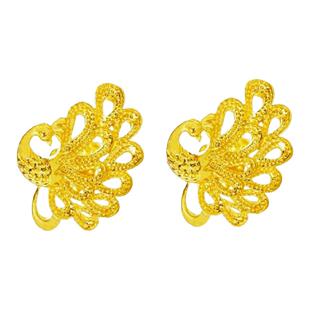 香港免税沙金气质耳钉女时尚耳环婚庆真金色耳饰520礼物不掉色