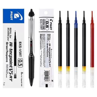 日本Pilot百乐笔芯V5RT按动式中性笔0.5笔芯黑色针管头考试专用替芯可替换开拓王BXRT-V5/BX-GR5大容量刷题笔