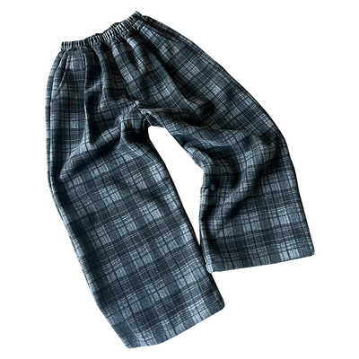 男童长裤可束脚加绒格子休闲裤