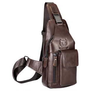 牛船长皮具胸包高档男士真皮单肩斜挎包头层牛皮前挎包8寸Ipad包