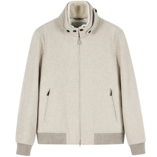 柏品羊绒羊毛飞行员夹克男士保暖商务休闲可拆卸毛领3M新雪丽外套